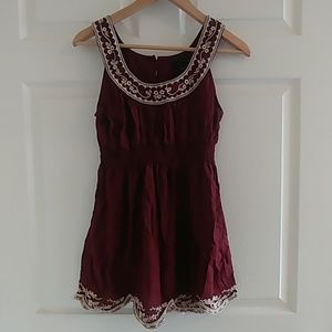 Maroon Embroidered Top
